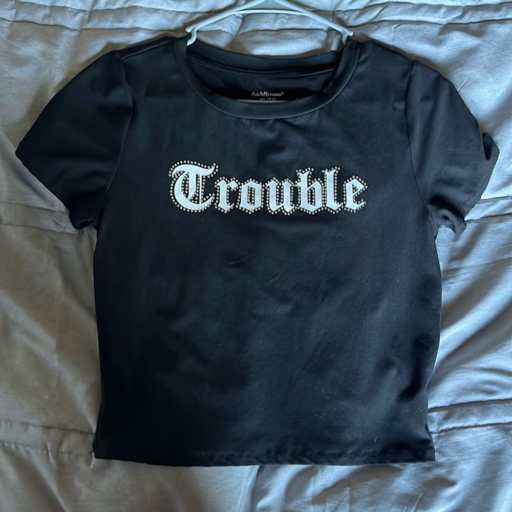 Charlotte Russell Trouble Rhinestone Tank Top